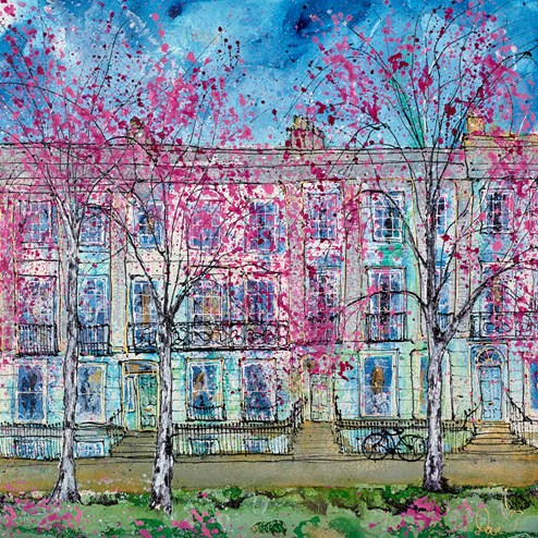 Black Bike and Blossom III by Katharine Dove - Original Painting on Box Canvas